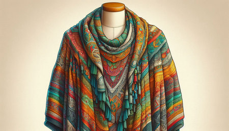 Colorful shawl on a mannequin. 3d illustration