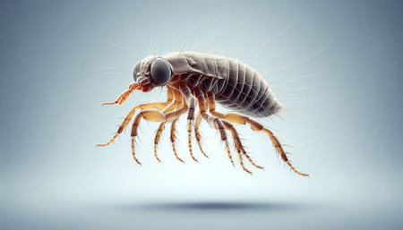 3d rendered illustration of a flea on a gray background.