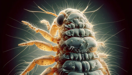 3D illustration of a microscopic closeup of a common flea