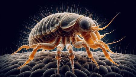3d rendered illustration of a flea on a dark background.