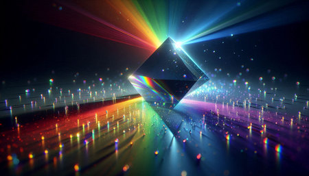 3d illustration of a cube with light rays coming out of it