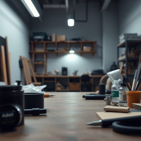 Working place in a modern office. Selective focus. Blurred background.