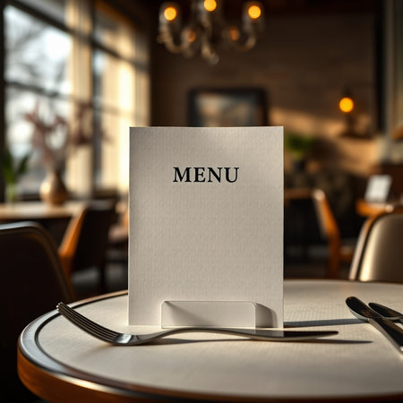 Restaurant menu mockup with empty space for text. 3d rendering