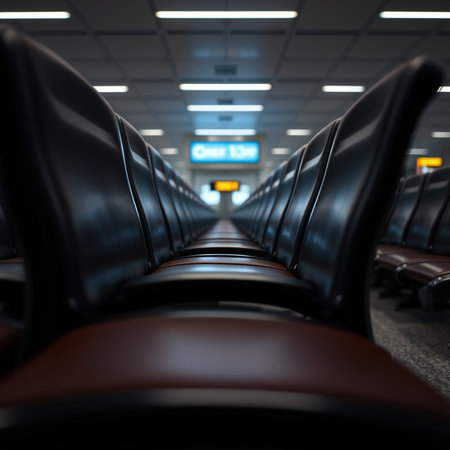 Empty seats in an airport terminal. Shallow depth of field.