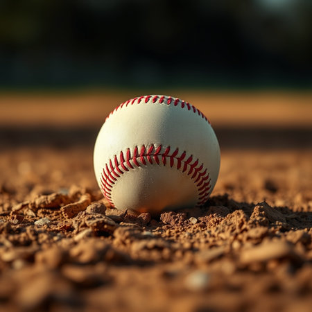 Baseball on the field, softball ball on the field.