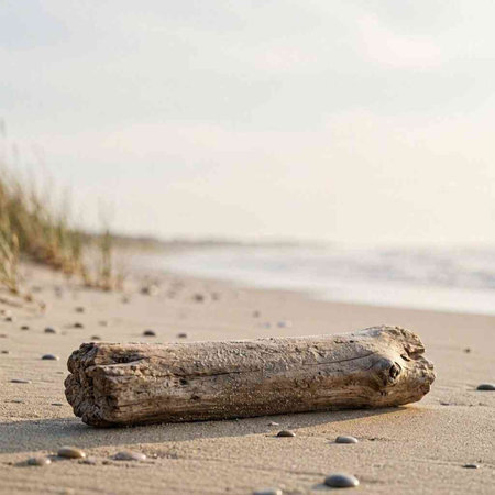 Wooden driftwood on the beach. Selective focus. Nature.
