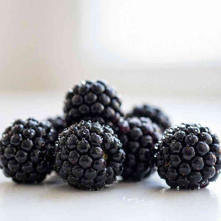Blackberries on a white background. Close-up. Selective focus.