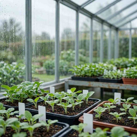 Seedlings of pepper in a greenhouse on the windowsill.