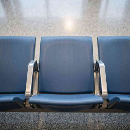Empty seats in the airport. Empty seat in the airport terminal.