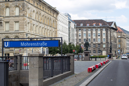The entrance of Mohrenstrasse U-Bahn Station in Berlin, Germanyのeditorial素材