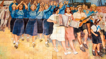 Socialist paintings, Old Luftwaffe Headquarters, Berlin, Germanyのeditorial素材
