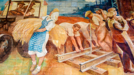 Socialist paintings, Old Luftwaffe Headquarters, Berlin, Germanyのeditorial素材