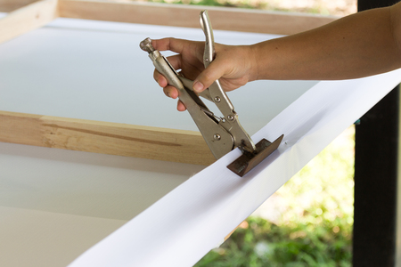 Holders of locking pliers to pull a modification.の写真素材