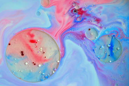Abstract. Colors, Oil, Liquid in blueの写真素材