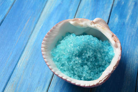 Spa and body care products.   Dead Sea salt for bath . Natural ingredients for homemade body salt scrub. Dead Sea cosmetics. Beauty skin care. Spa treatment. Aromatherapyの写真素材