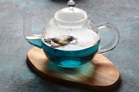 Blue Butterfly Pea Tea from flowers Clitoria ternatea plant or Asian pegion wings . Detox,...