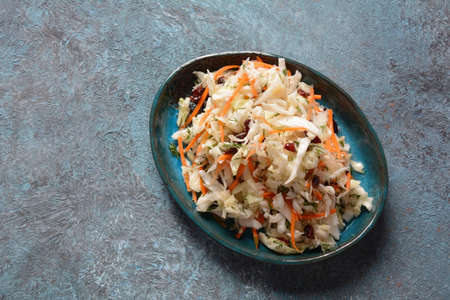 Cabbage  salad with carrot, smoked almonds and dried cranberries. Coleslaw Salad.
 Fermented...