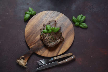 Grilled premium rib eye beef steakの写真素材