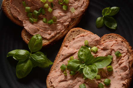 Chicken or goose liver pate sandwiches