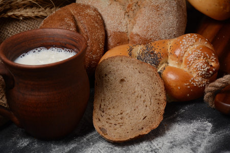 Composition with variety of breadの写真素材