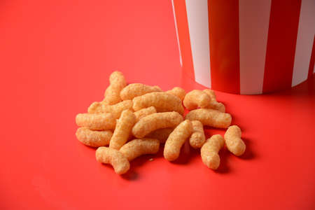 Israeli famous snack Bamba - made of peanut butter. Peanut Flips or peanut puffs
