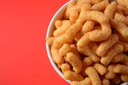 Israeli famous snack Bamba - made of peanut butter. Peanut Flips or peanut puffsの写真素材