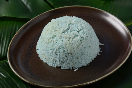 Blue Rice made from Butterfly Pea flower(Asian pigeonwings).の写真素材
