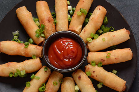 Deep Fried Turkish Cigar Shaped Rolls - Spring roll Sigara Borek. Israeli snack