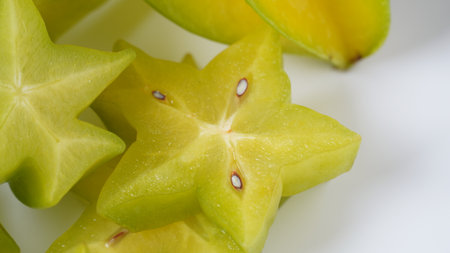 Freshly ripe star fruit or carambola, sliced star pieces