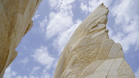 Netanya, Israel, April 19, 2022 :The National Monument Commemorating the Victory of the Red Army over Nazi Germany. The white wings soar to the heavens as a symbol of victory, hope and peace,のeditorial素材