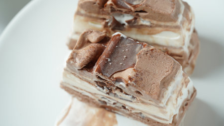 Chocolate and Vanilla Flavored vegetable fat ice cream with cemacao