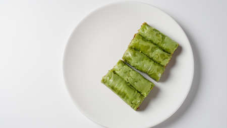 Baklava a layered pastry dessert made of filo pastry, filled with chopped nuts, and sweetened with syrup or honey.の写真素材