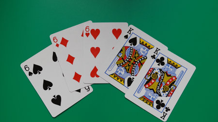 The combination of playing cards poker casino on game table.の写真素材