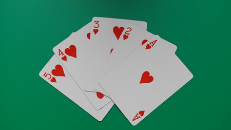 The combination of playing cards poker casino on game table.
