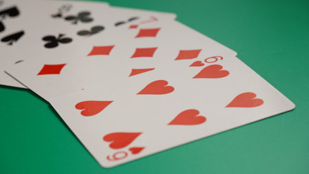 The combination of playing cards poker casino on game table.
