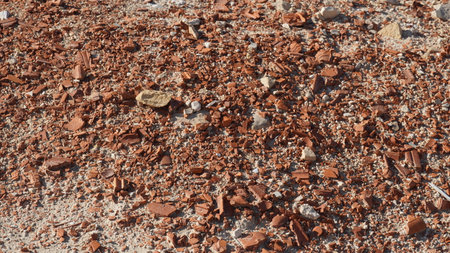Pieces of broken Ceramic left after excavations