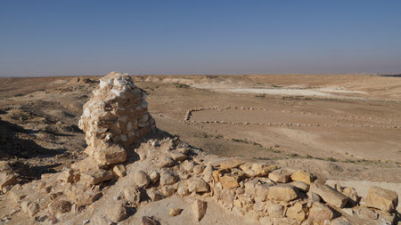 Remains of Abandoned Nabateans city Nitzana at Negev desertの写真素材