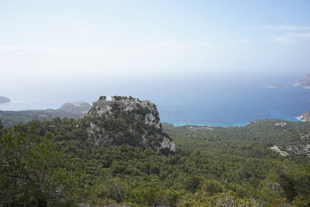 The picturesque Castle of Monolithos  on the Greek Island of Rhodesの写真素材