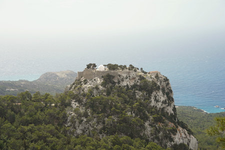 The picturesque Castle of Monolithos  on the Greek Island of Rhodesの写真素材