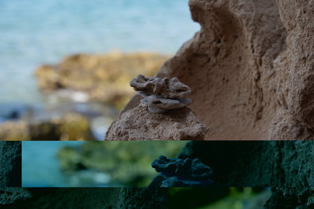 Balancing stones on a beach. Zen Style Stones by the Sea