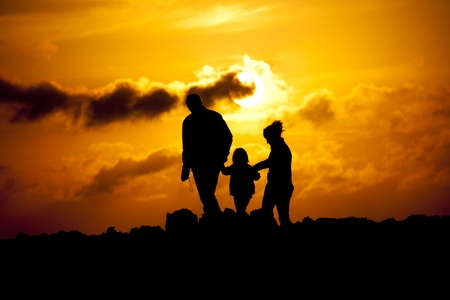 sunset familyの写真素材