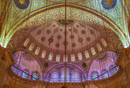 The interior of Blue Mosque (Sultan Ahmed Mosque) in Istanbul, Turkey.のeditorial素材