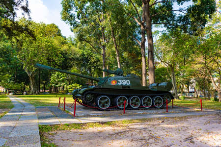 Ho Chi Minh City, Vietnam - CIRCA Jan 2020: The tank that crashed the gate in Independence Palace at 30th April 1975, ending Vietnam War.のeditorial素材