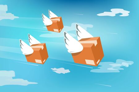 Fast delivery service : air transportationのイラスト素材