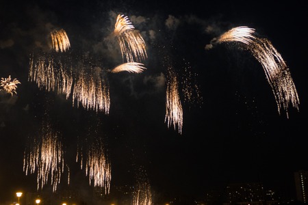 Fireworks in Moscow -World World sky, eveningの写真素材