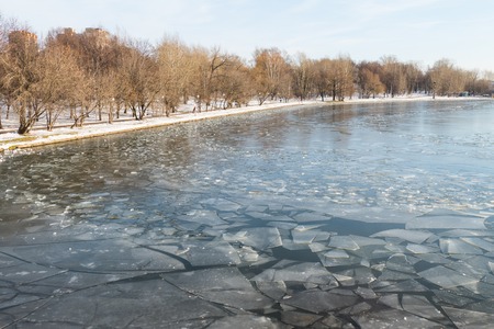 Ice cracked dangerous on the pond in November