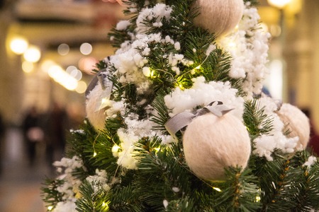 Christmas tree with toys in the roomの写真素材