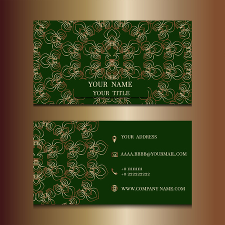 green with golden ornamental id business cardのイラスト素材