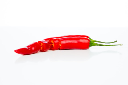 Isolated Chili on white tableの写真素材