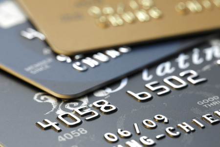 Credit Cards close-up, shot with very shallow depth of fieldの写真素材